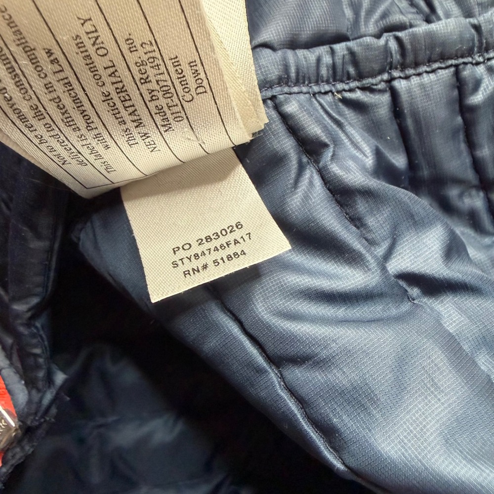 PATAGONIA Down Sweater Jacket Navy Blue Orange Full Zip Men's Size Large - Picture 10 of 12